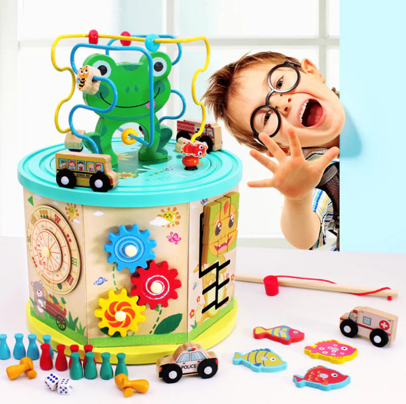 Wooden Multi-Functional Bead Box Toy for Toddlers