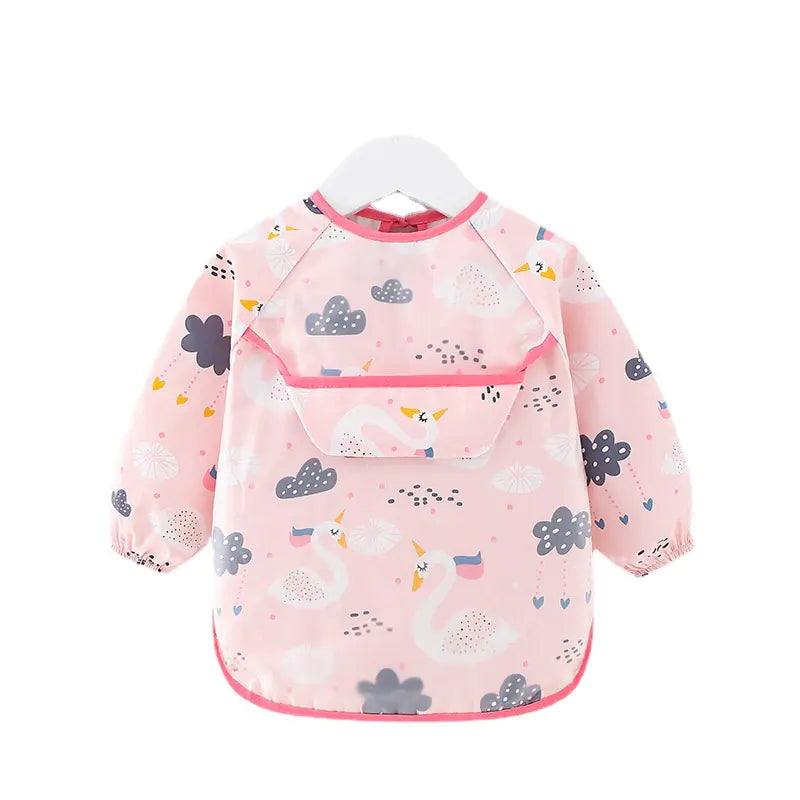 Waterproof Cotton Bib for Kids - Long Sleeve Feeding Apron