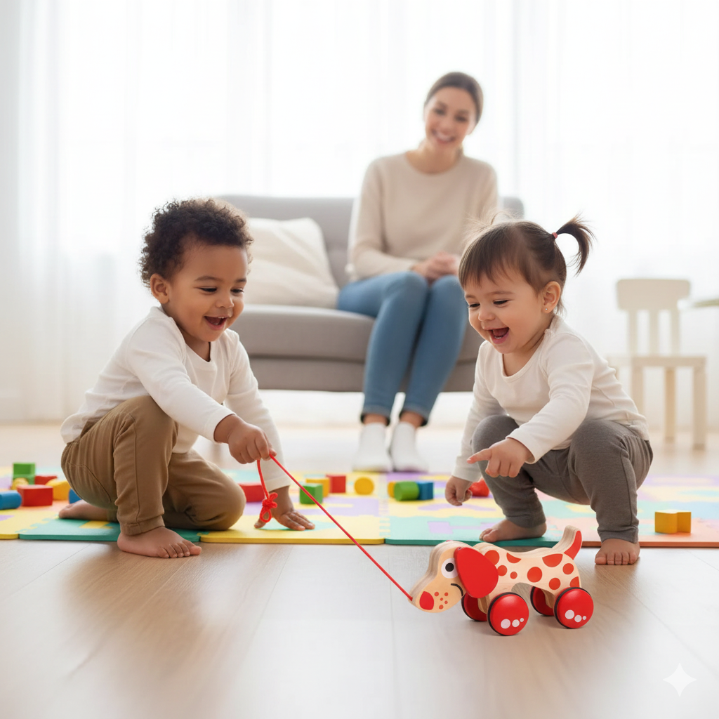 Wooden Animal Pull Toy - Dog and Crocodile Models