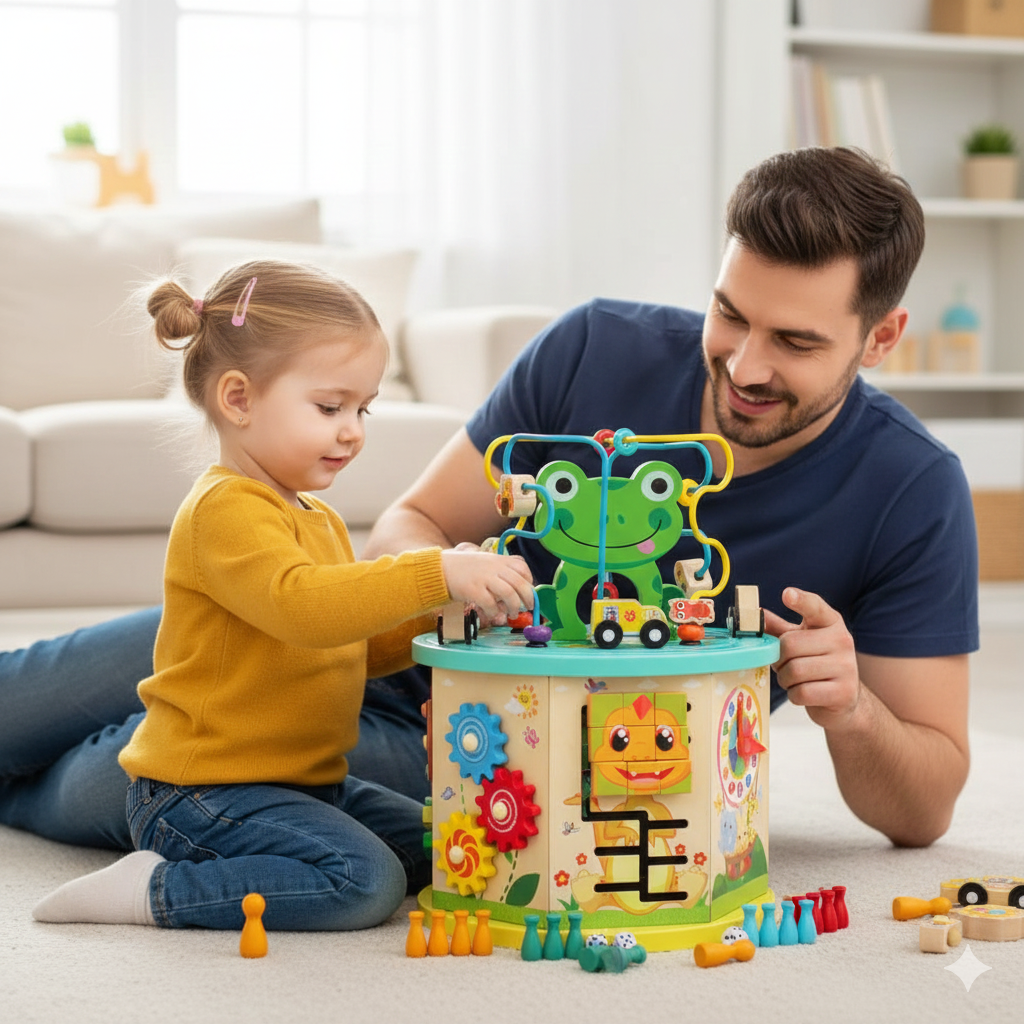 Wooden Multi-Functional Bead Box Toy for Toddlers