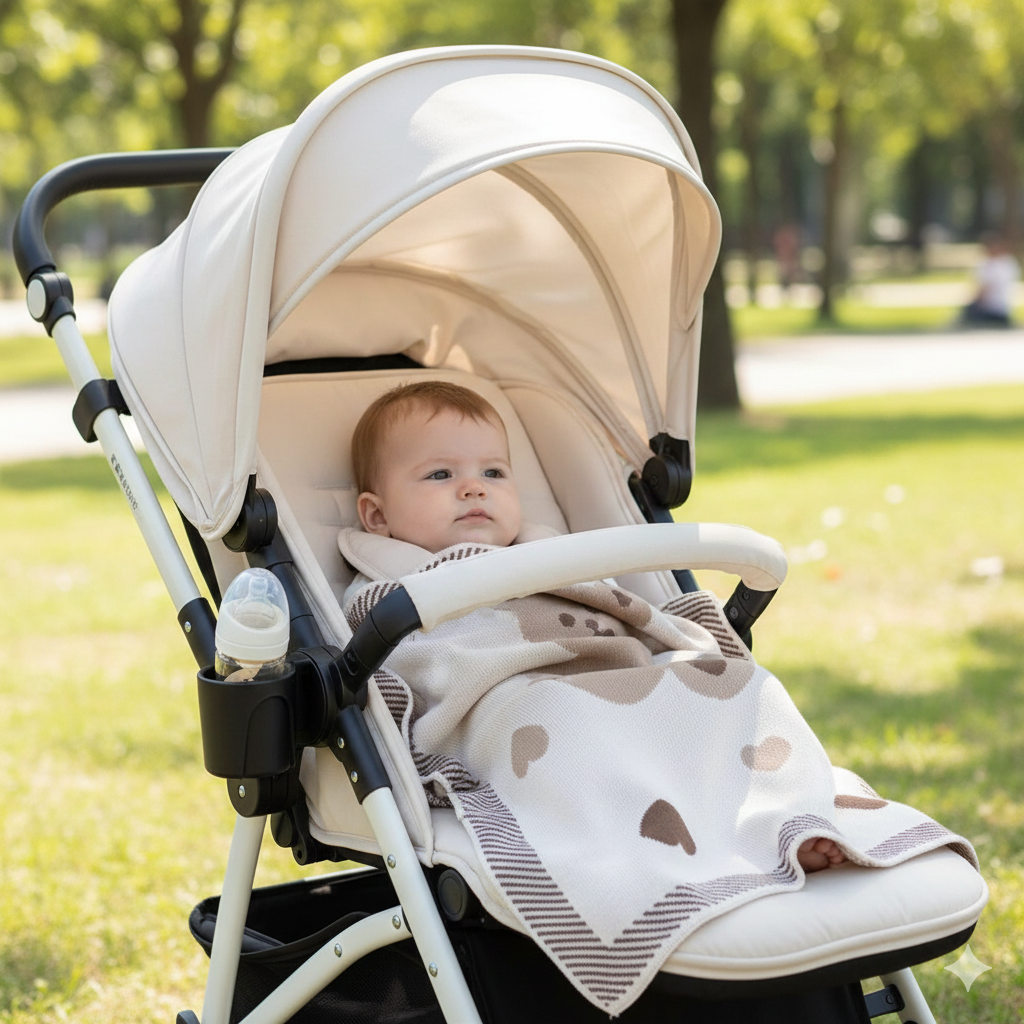 Warm Knitted Blanket for Baby Stroller