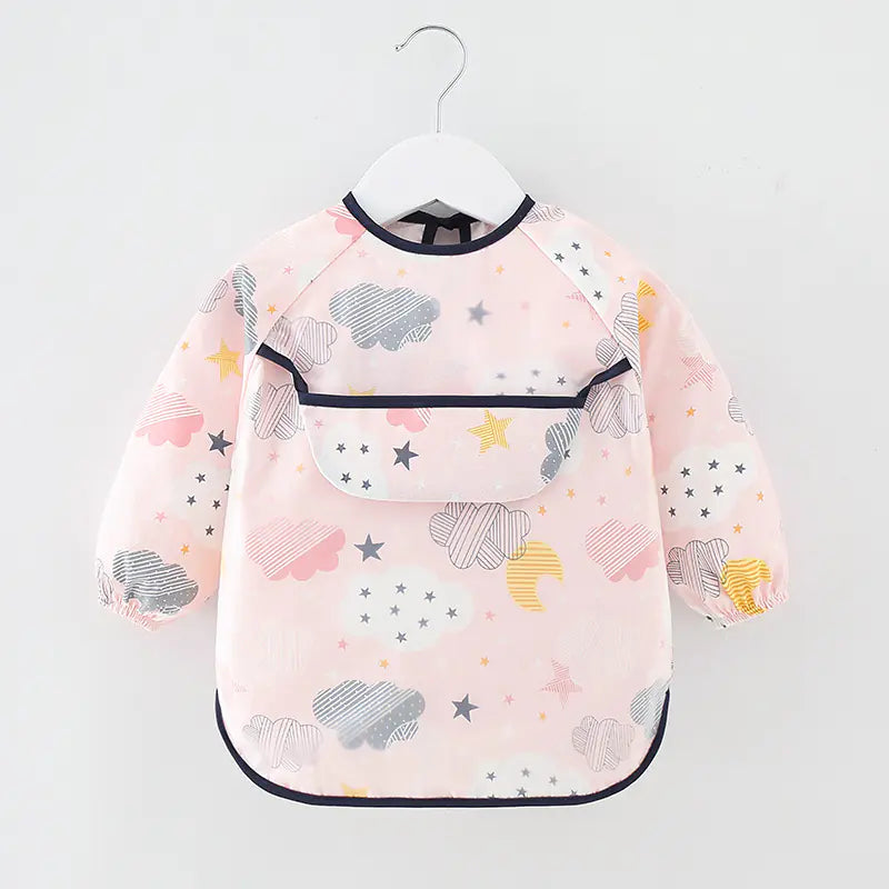 Waterproof Cotton Bib for Kids - Long Sleeve Feeding Apron