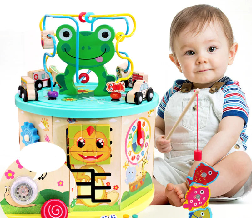 Wooden Multi-Functional Bead Box Toy for Toddlers