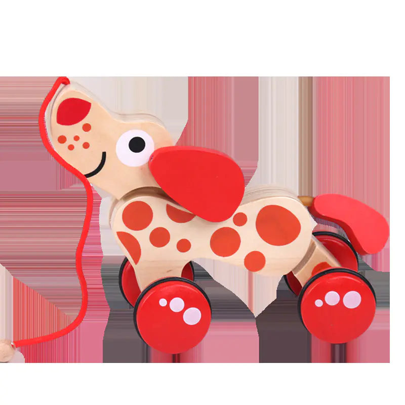 Wooden Animal Pull Toy - Dog and Crocodile Models