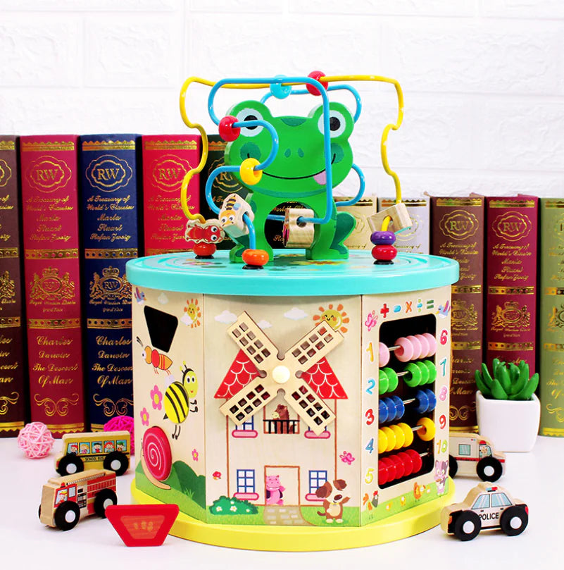 Wooden Multi-Functional Bead Box Toy for Toddlers