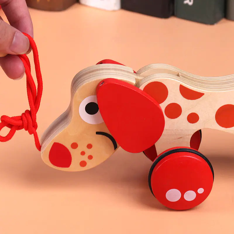 Wooden Animal Pull Toy - Dog and Crocodile Models