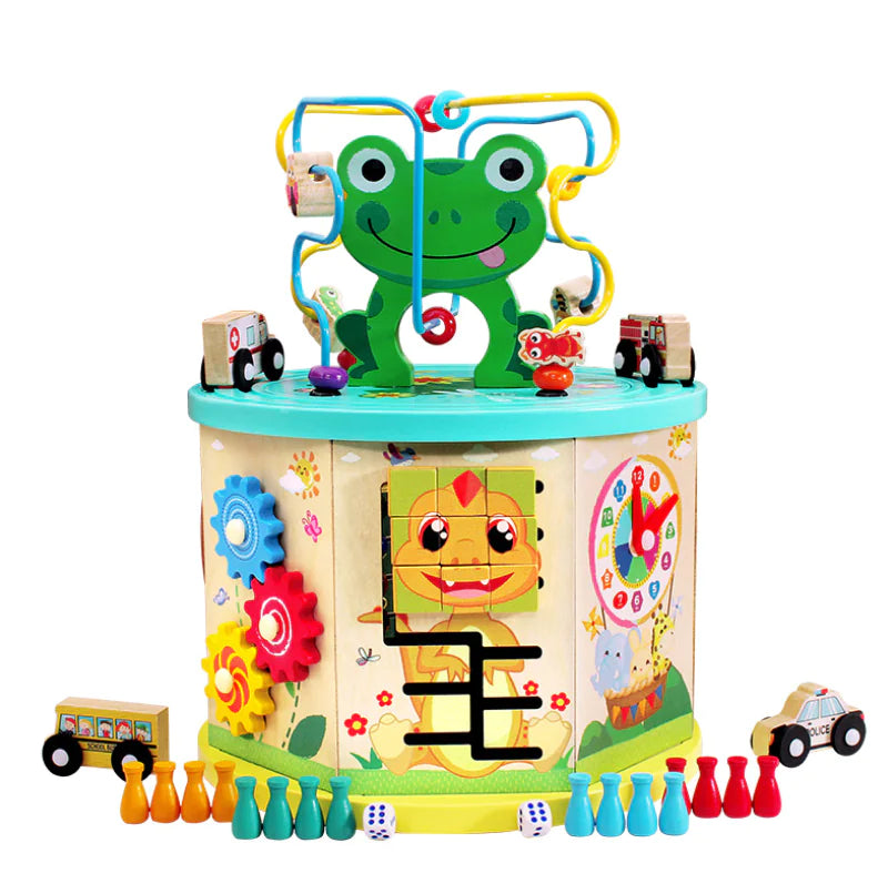 Wooden Multi-Functional Bead Box Toy for Toddlers